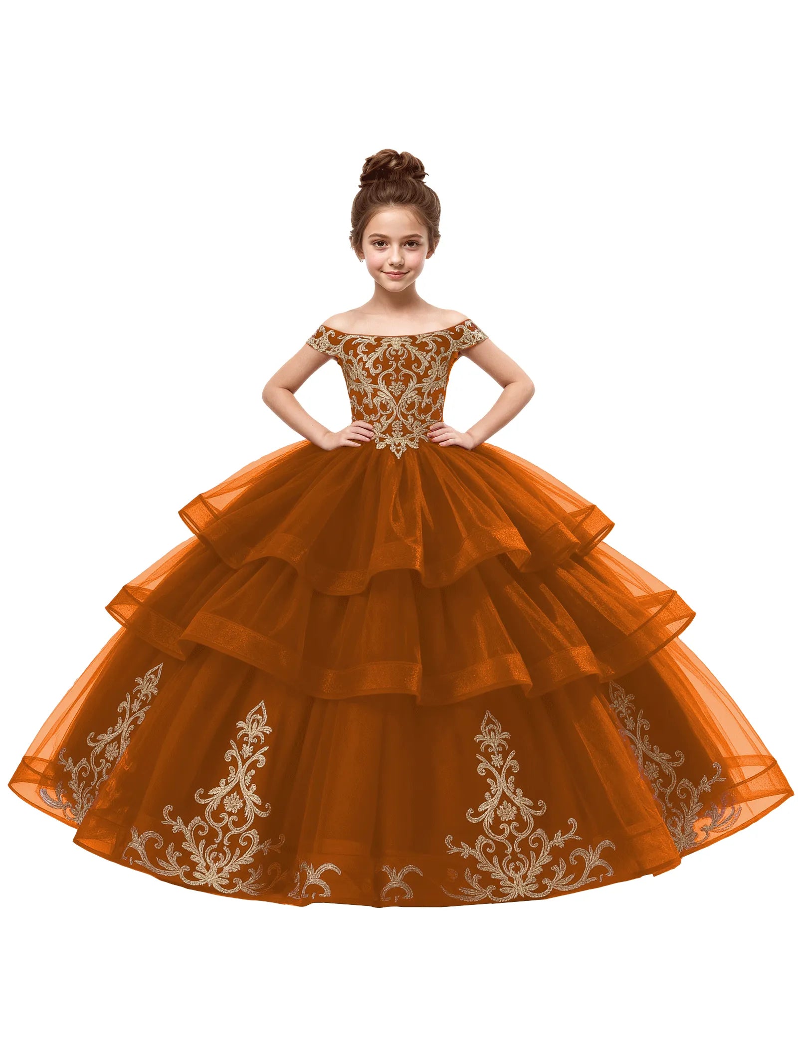 Royal Tulle Flower Girl Dress with Embroidery