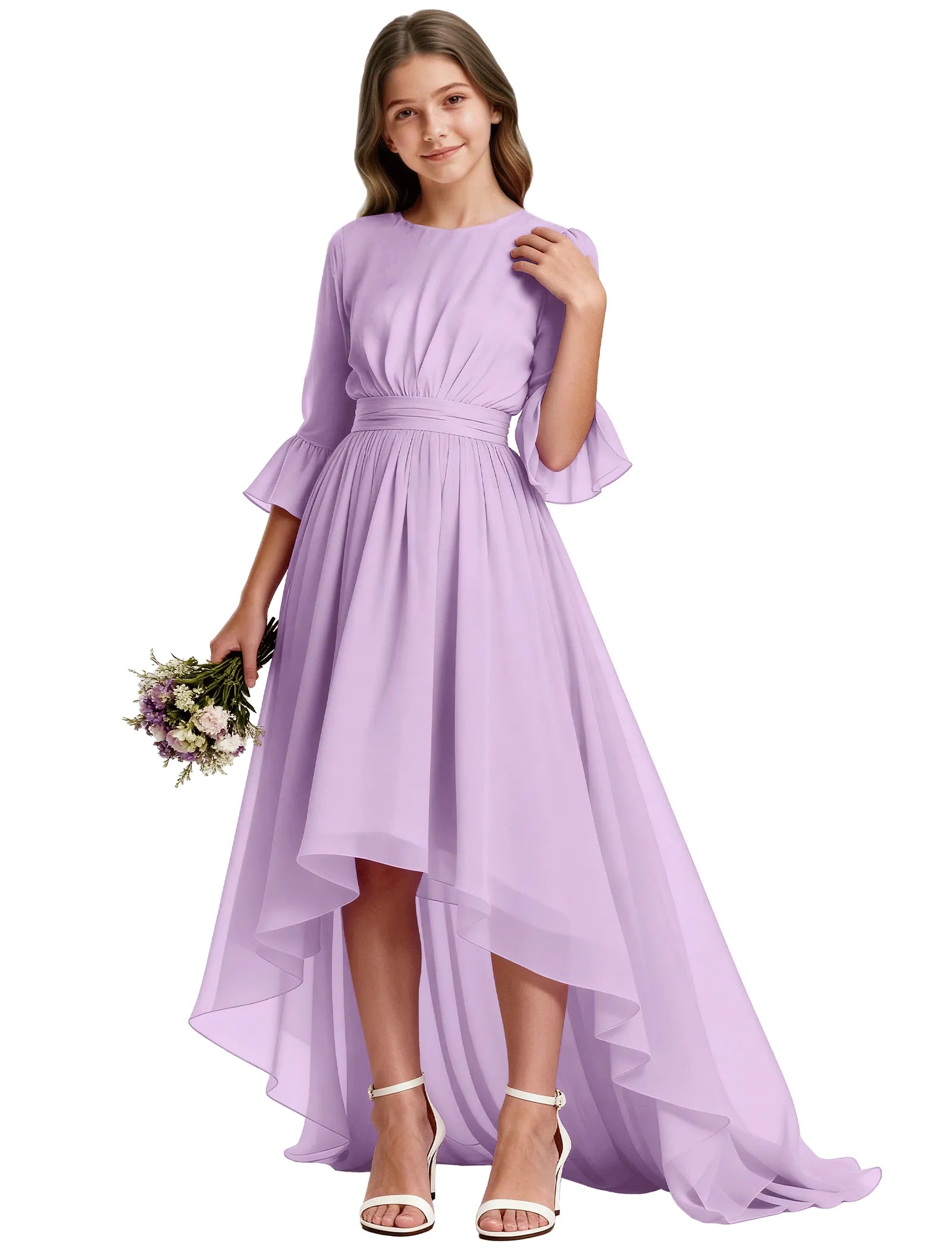 Elegant Junior High-Low Chiffon Dress