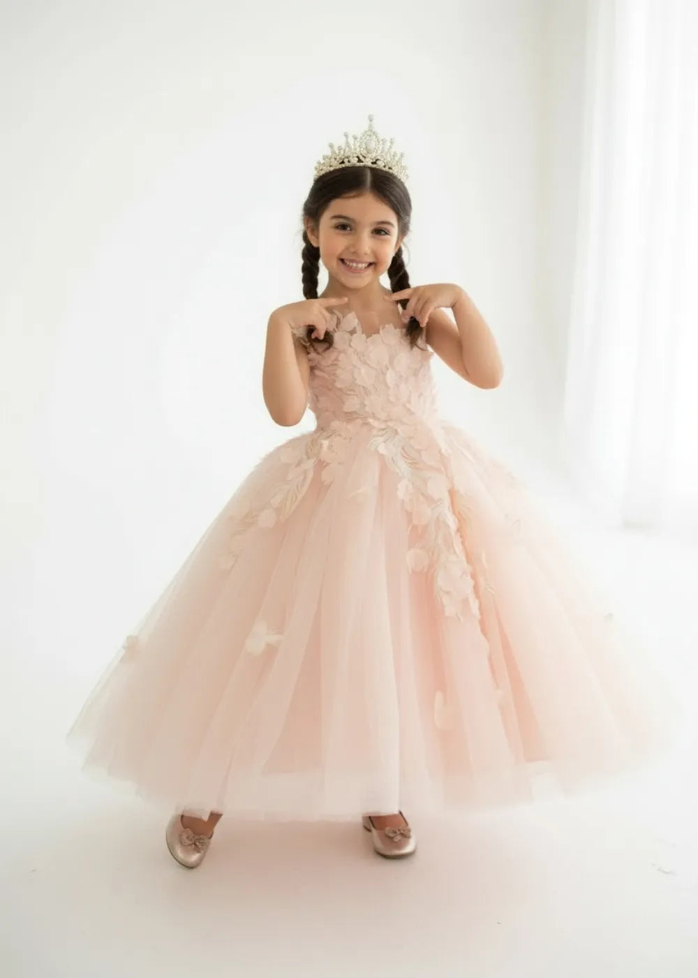 Pink 3D Floral Princess Dress
