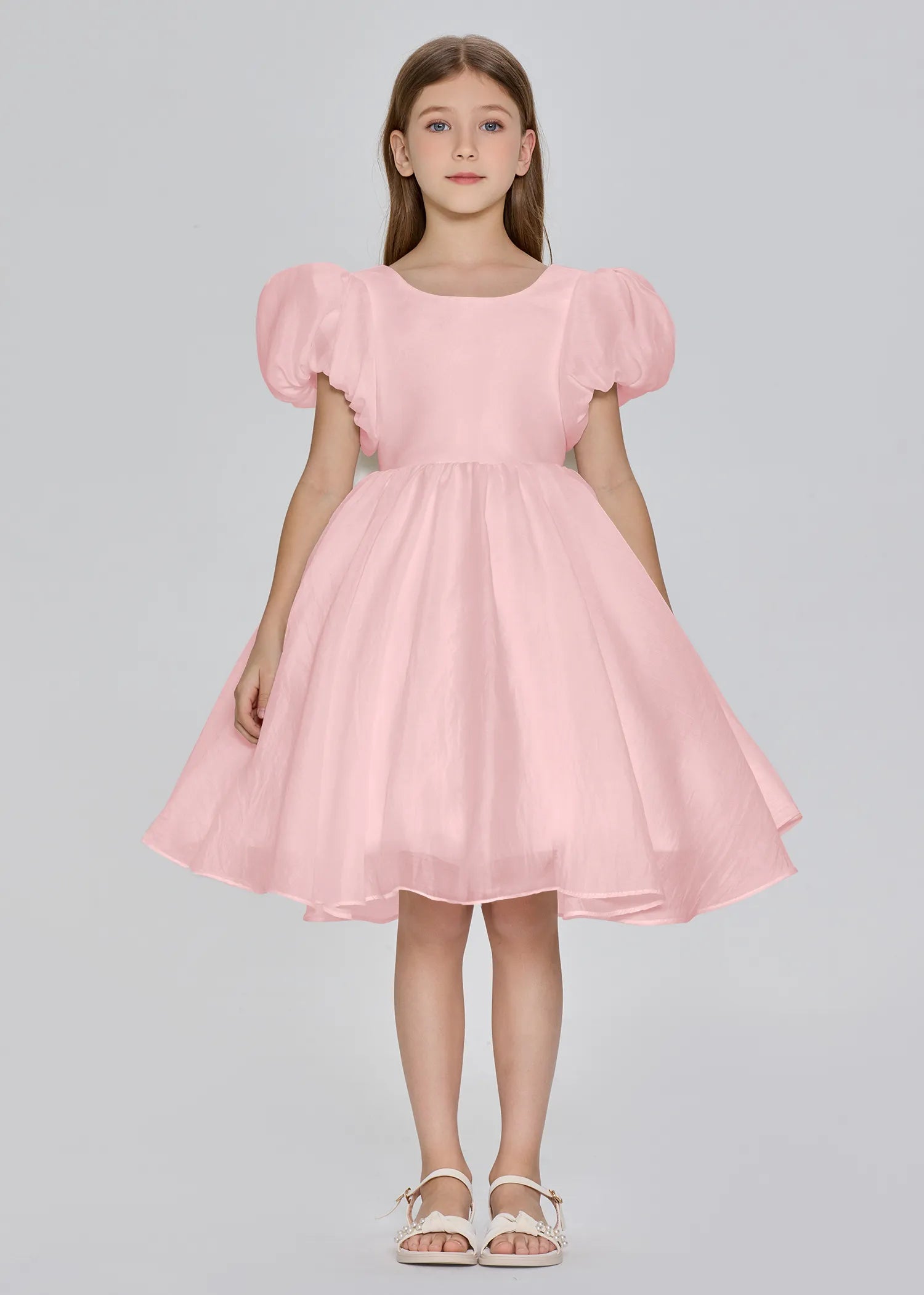 Puff Sleeve Princess Flower Girl Dress