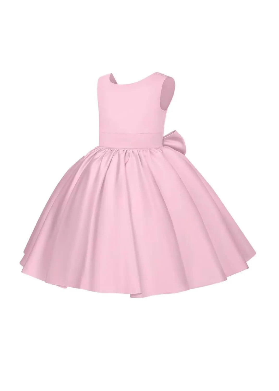 Pretty Bow V back Satin Flower Girl Dress