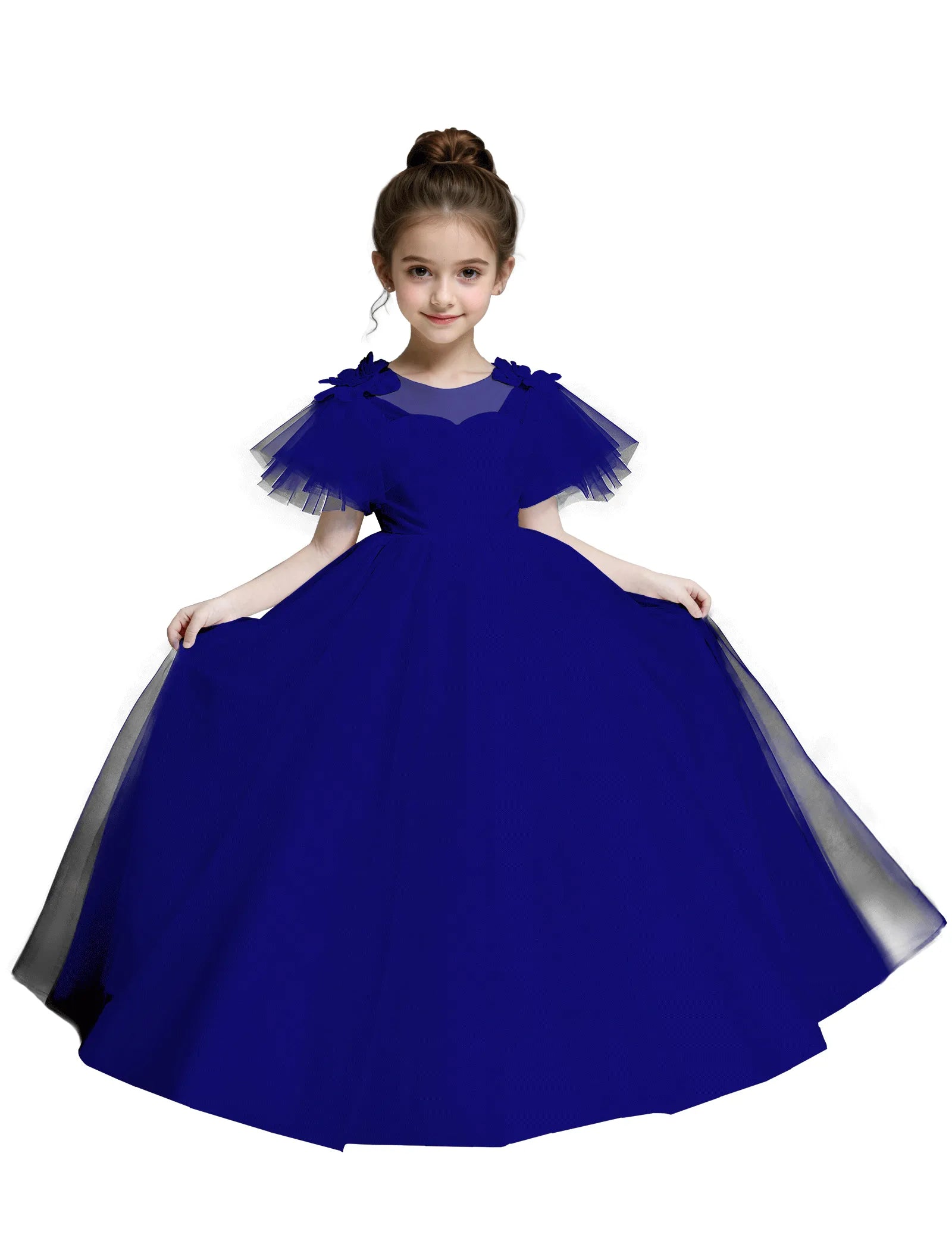 Tulle Flower Girl Dress with Flutter Sleeves