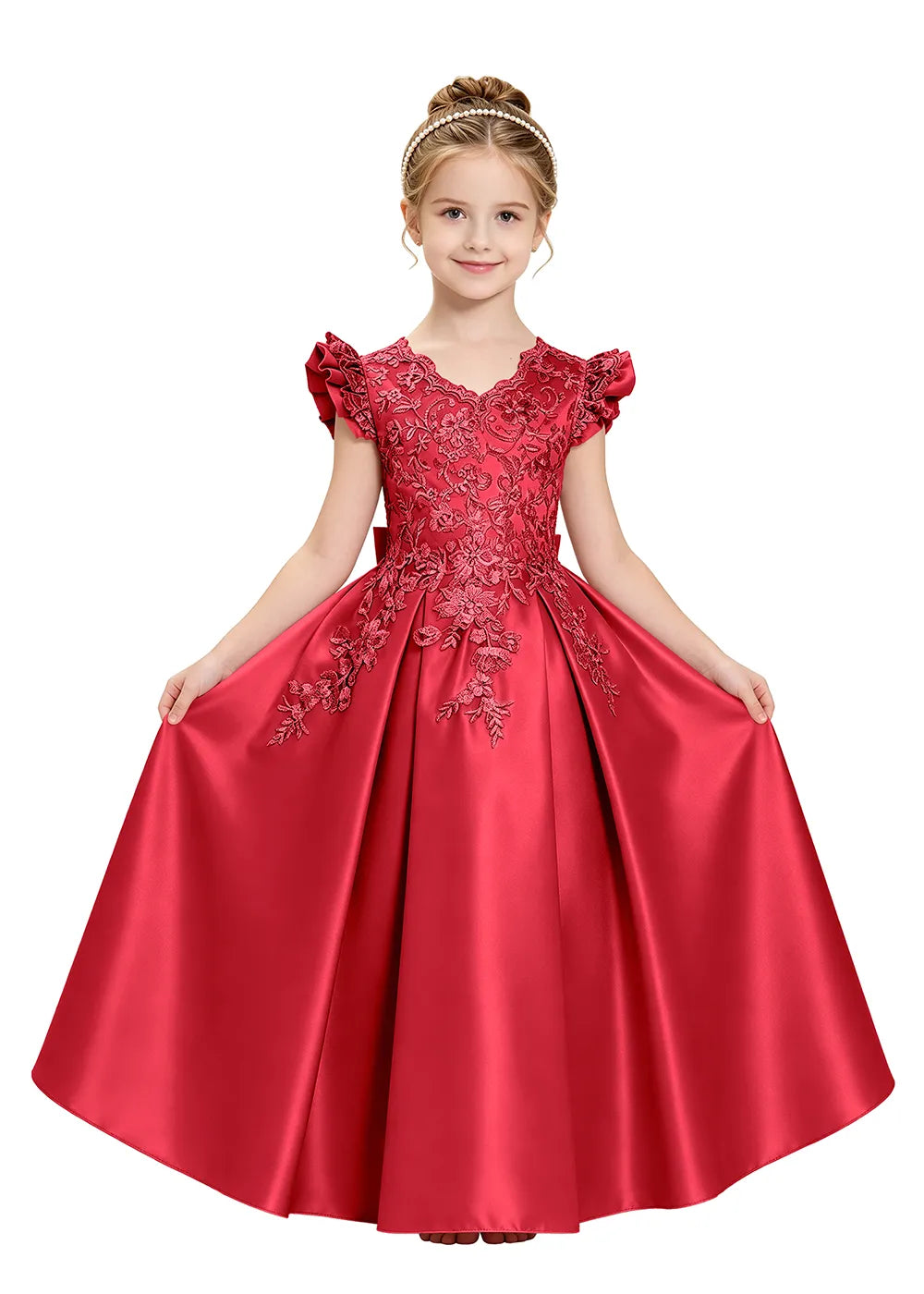 Embroidered Lace Satin Princess Ball Gown