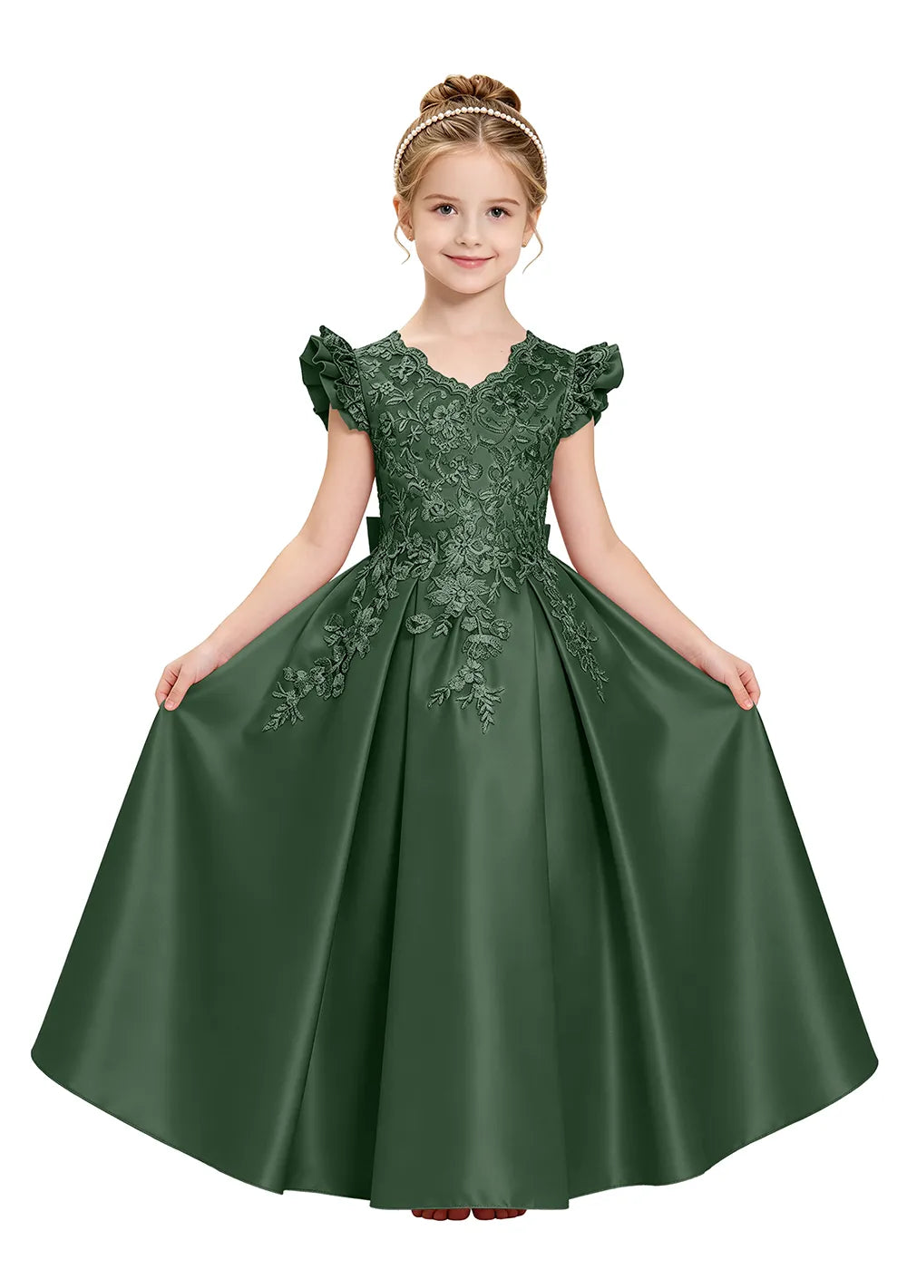 Embroidered Lace Satin Princess Ball Gown