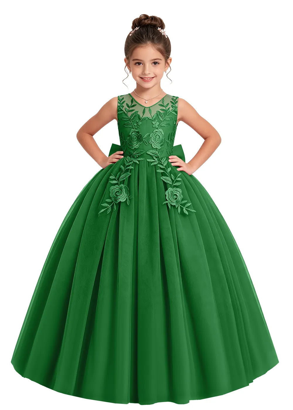 Floral Embroidered Flower Girl Dress