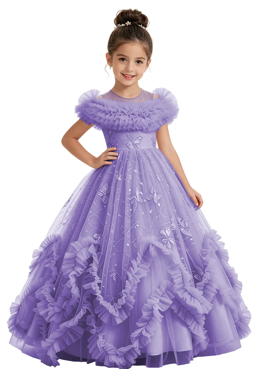 Butterfly Ruffle Tulle Girls Princess Dress