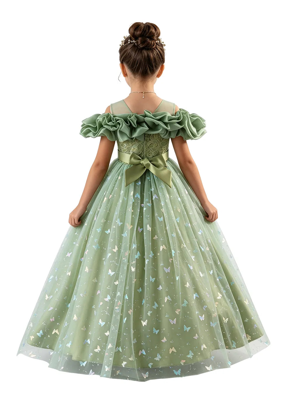 Butterfly Print Tulle Girls Princess Dress