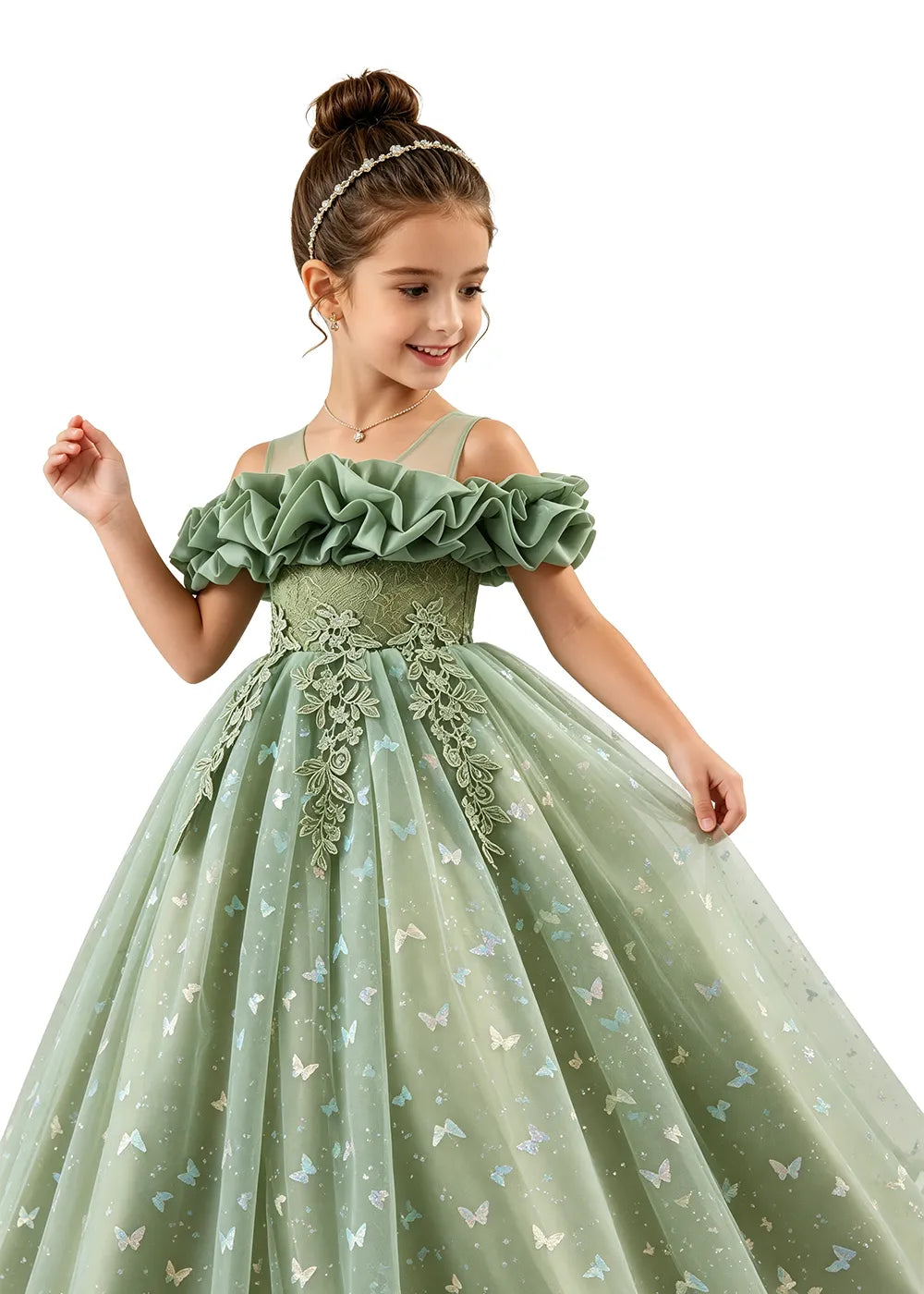 Spitzenkleid mit schulterfreiem Design