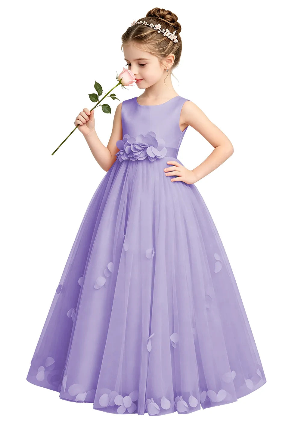3D Petal Tulle Flower Girl Dress
