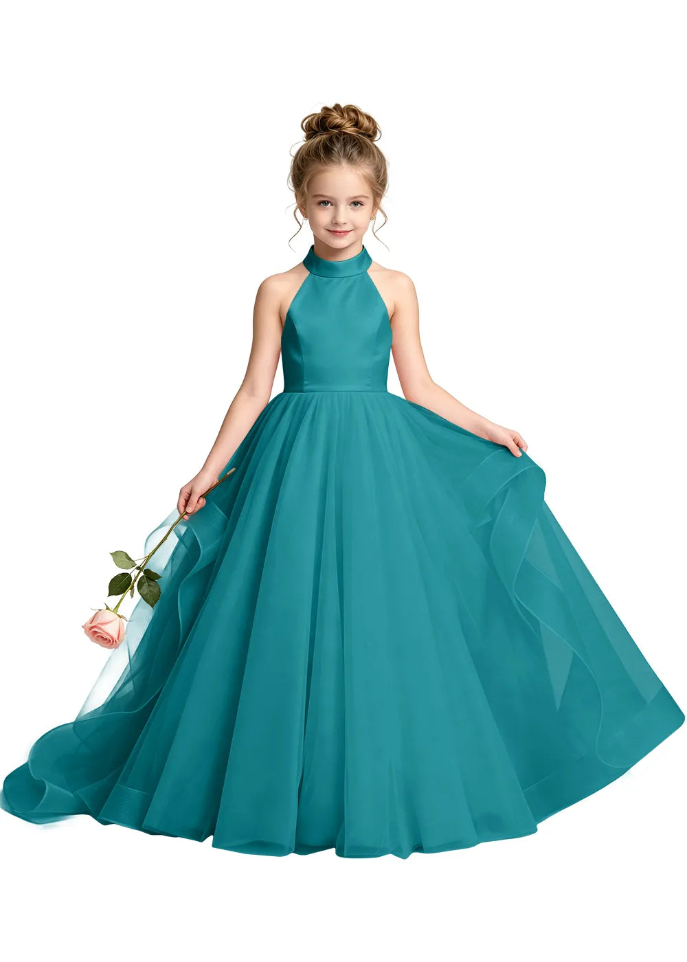 Satin Bodice Tulle Junior Bridesmaid Dress