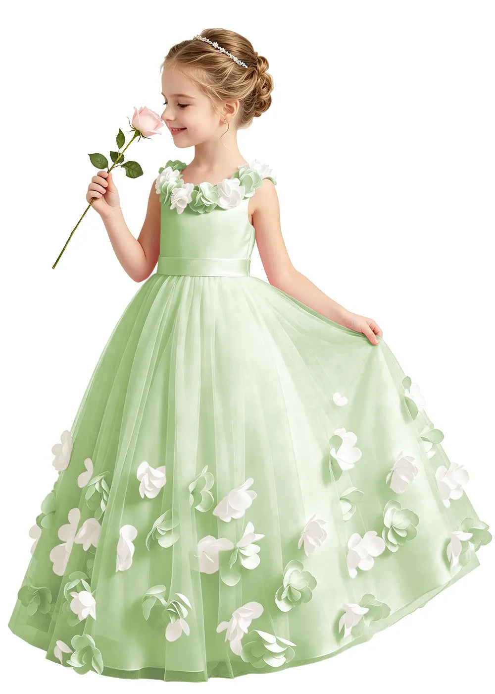 3D Floral Appliqué Tulle Princess Dress