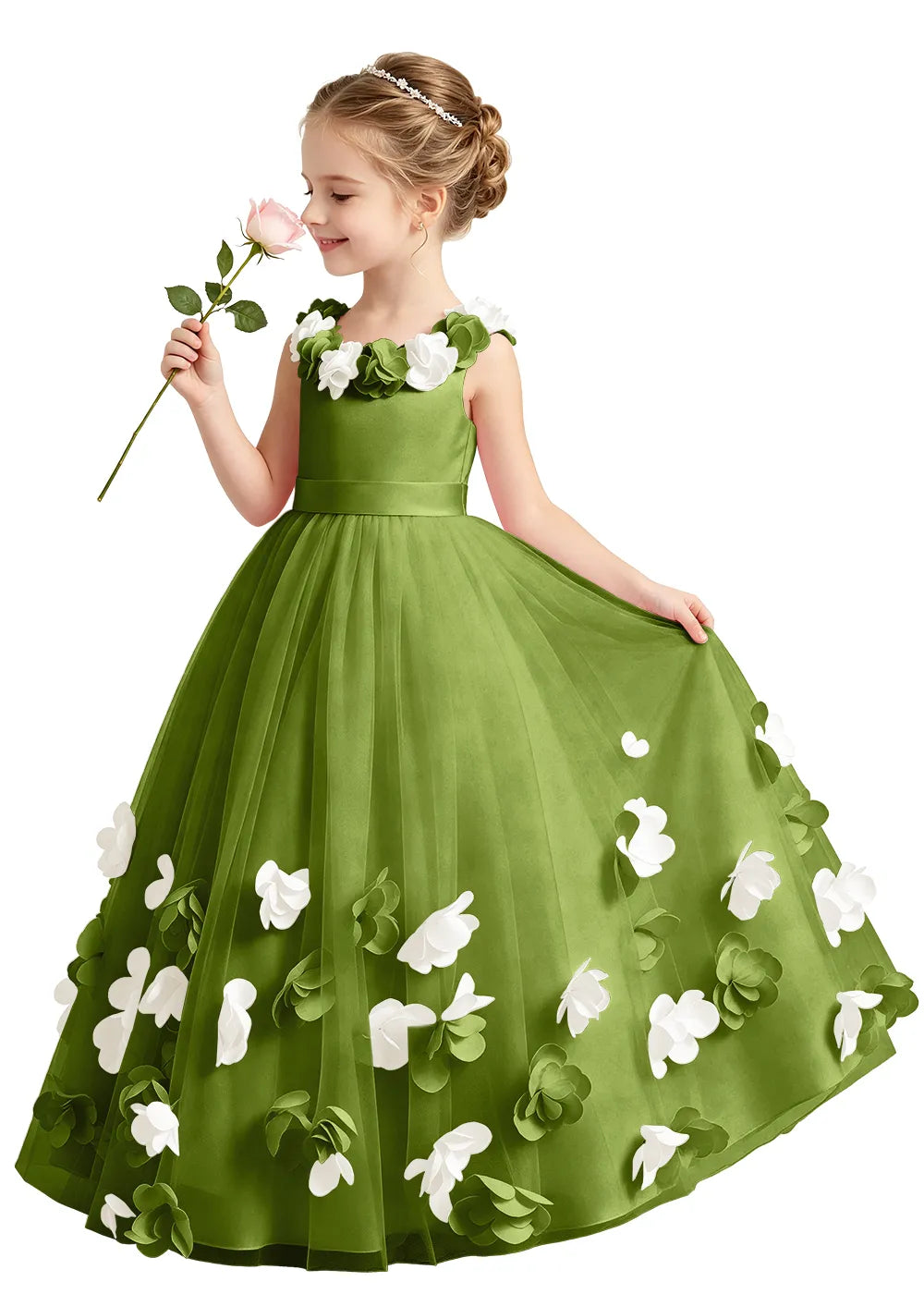 3D Floral Appliqué Tulle Princess Dress