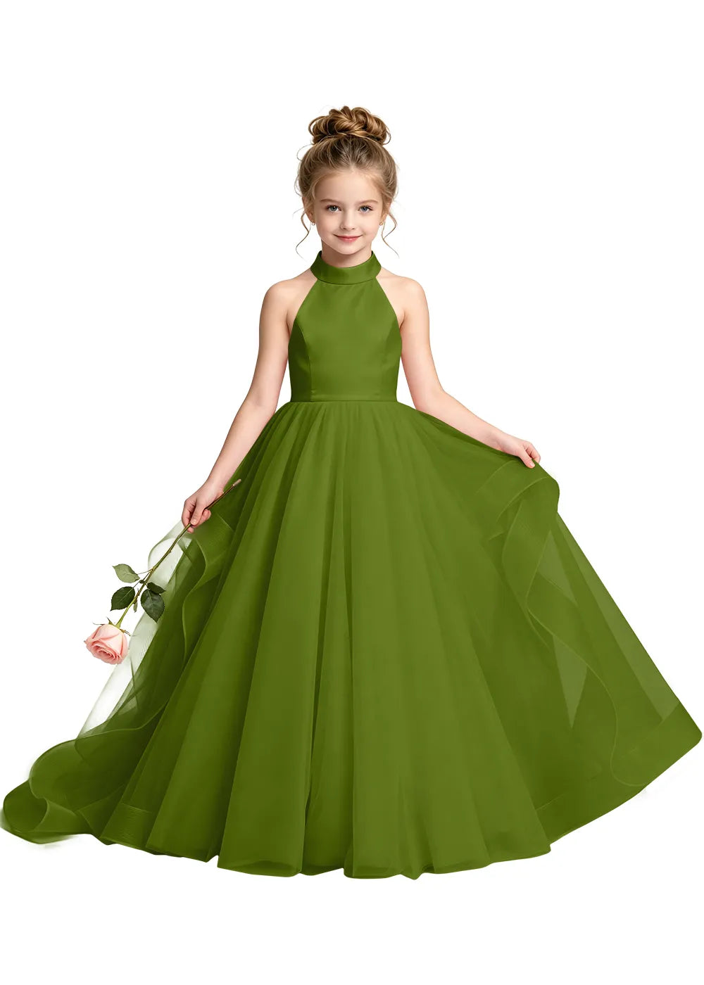 Satin Bodice Tulle Junior Bridesmaid Dress