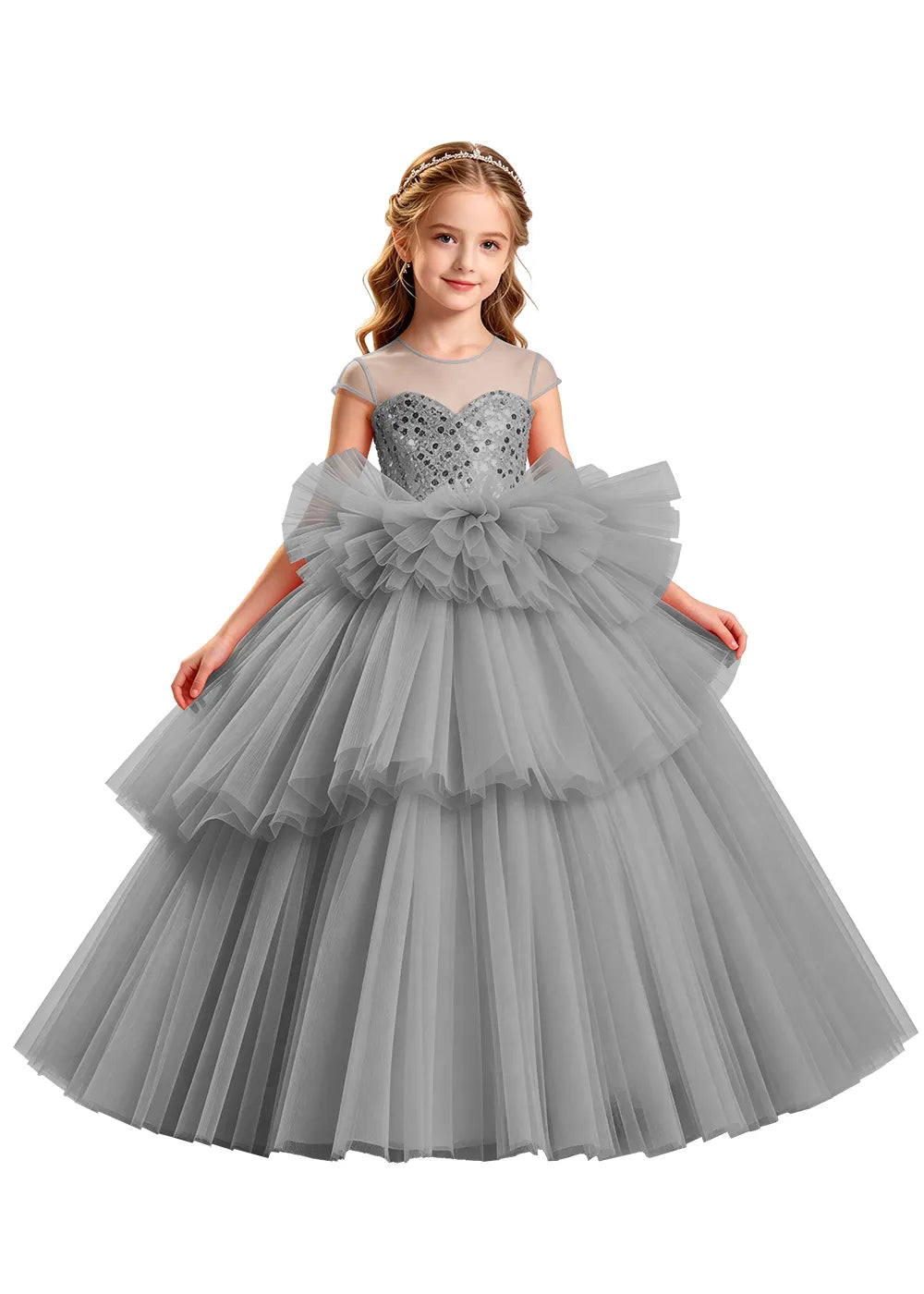 Vestido de princesa sin mangas de encaje