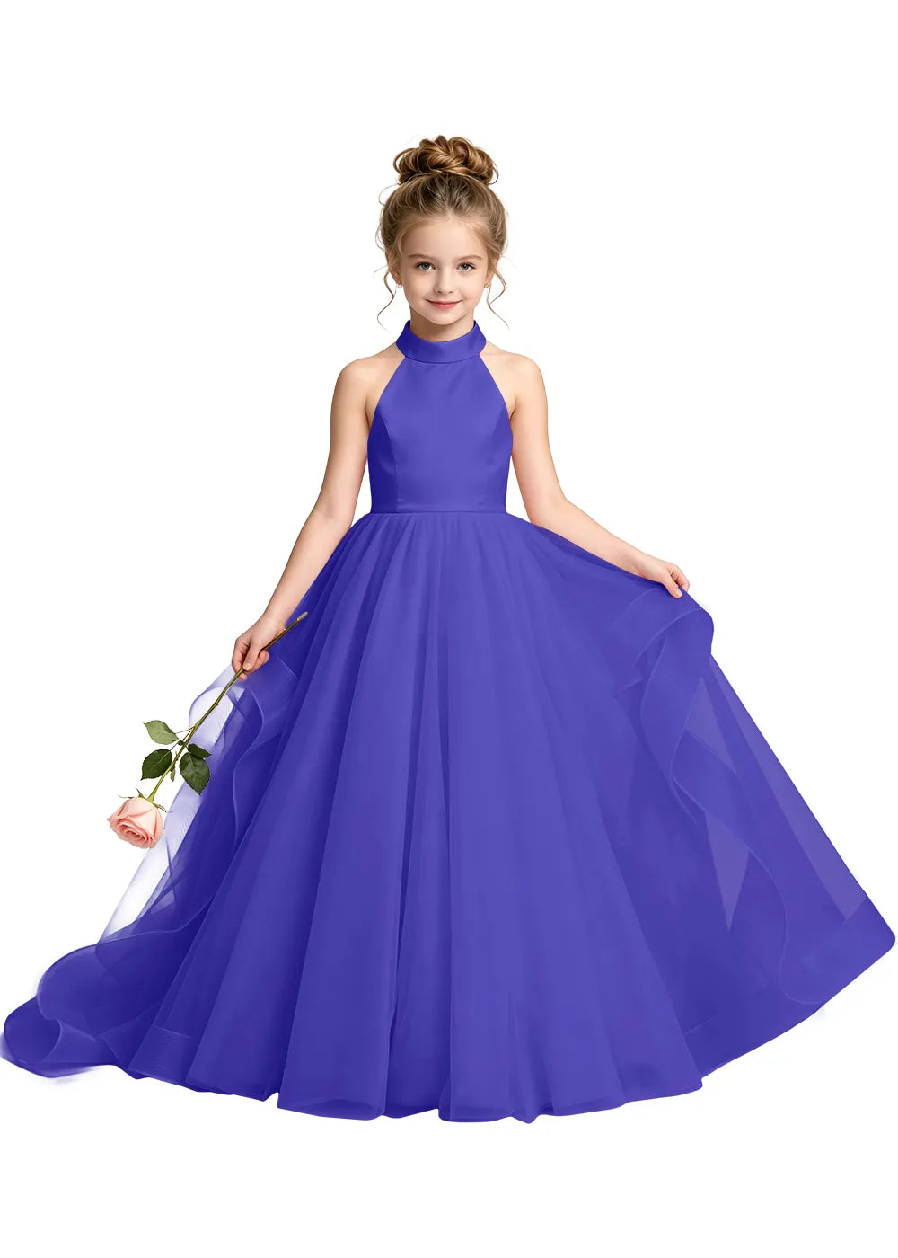 Satin Bodice Tulle Junior Bridesmaid Dress