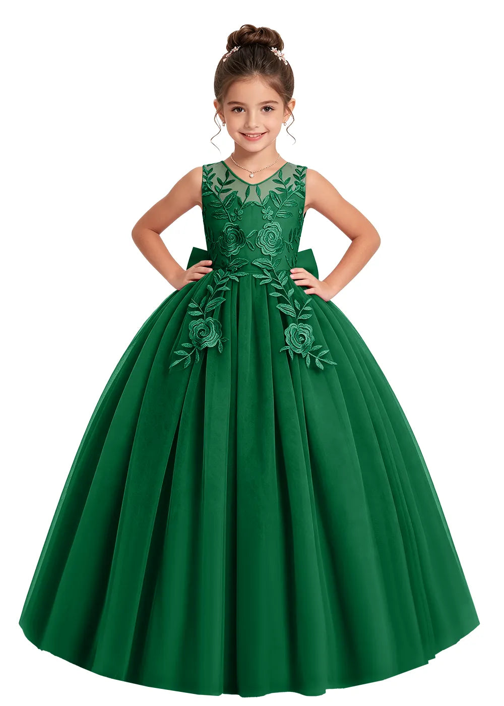 Floral Embroidered Flower Girl Dress
