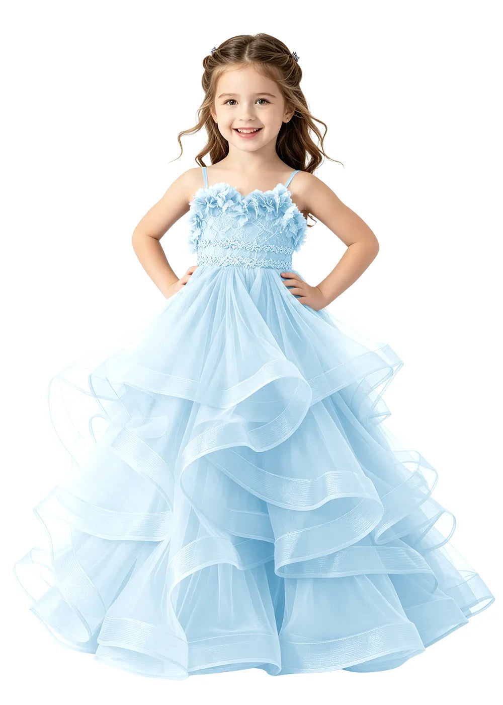 Lace-Up Back Girls Pageant Dress