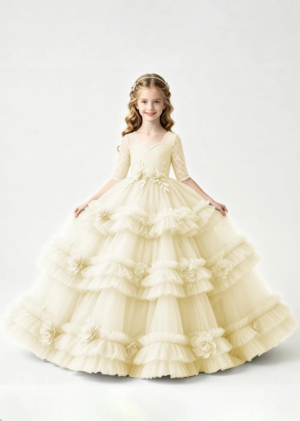Luxury Tiered Tulle Occasion Dress for Girls