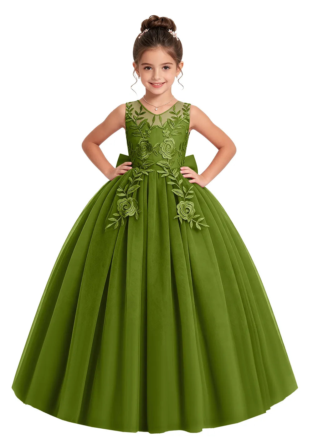 Floral Embroidered Flower Girl Dress