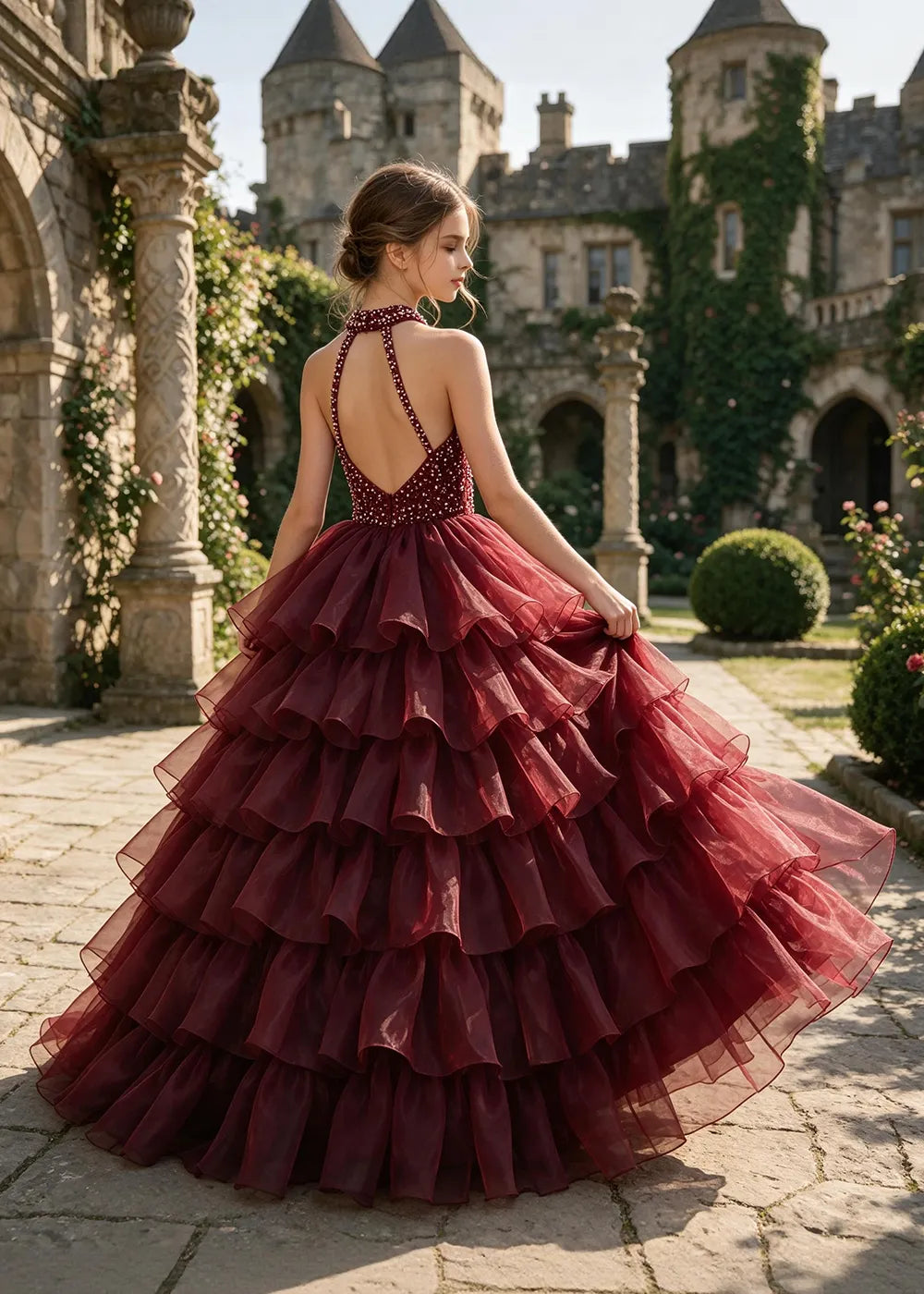 Embellished Ruffle Junior Formal Ball Gown