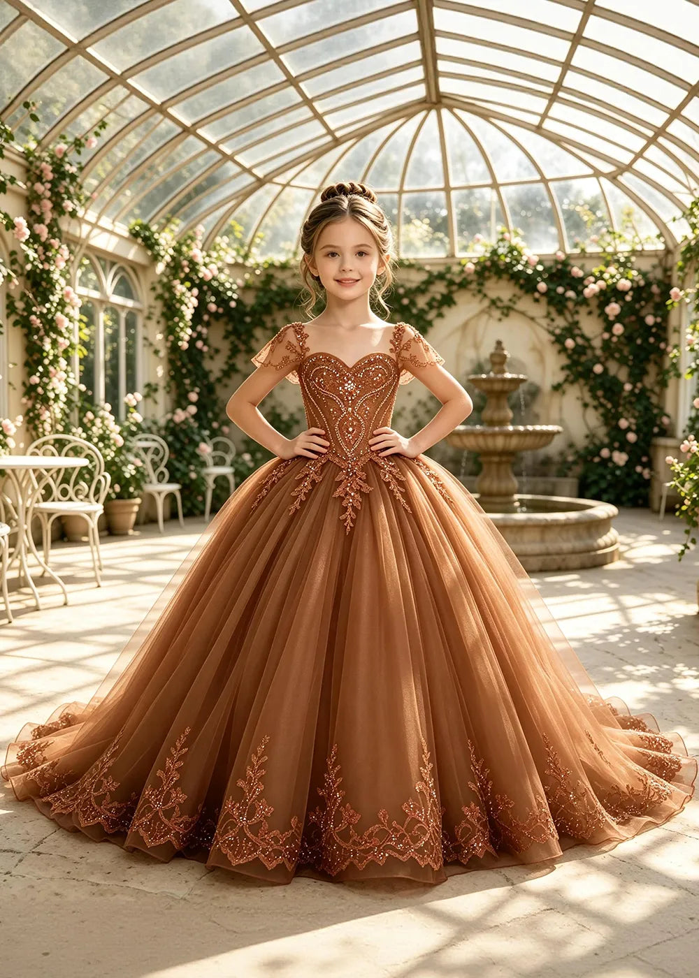 Regal Sequin Lace Princess Pageant Ball Gown