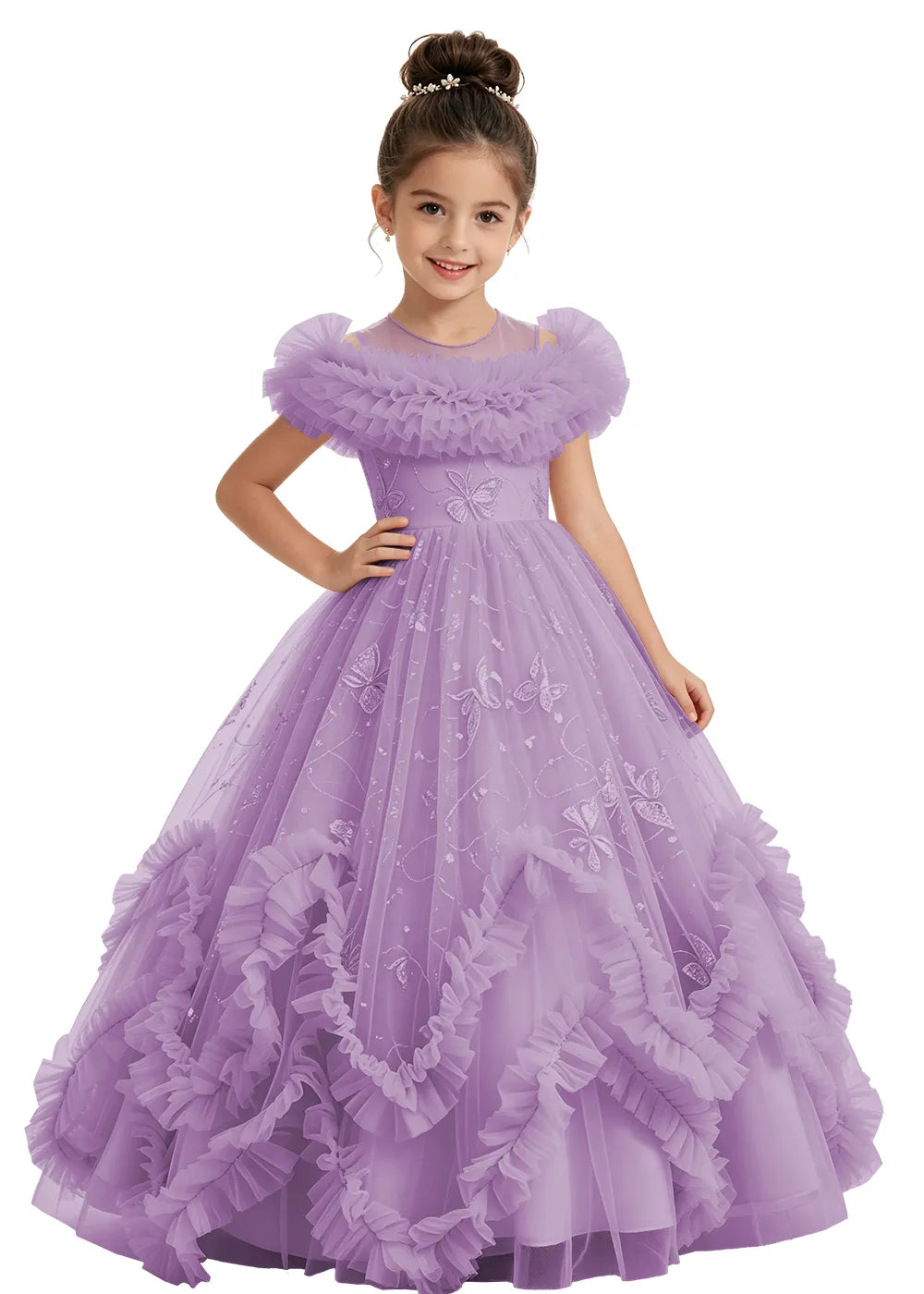 Butterfly Ruffle Tulle Girls Princess Dress