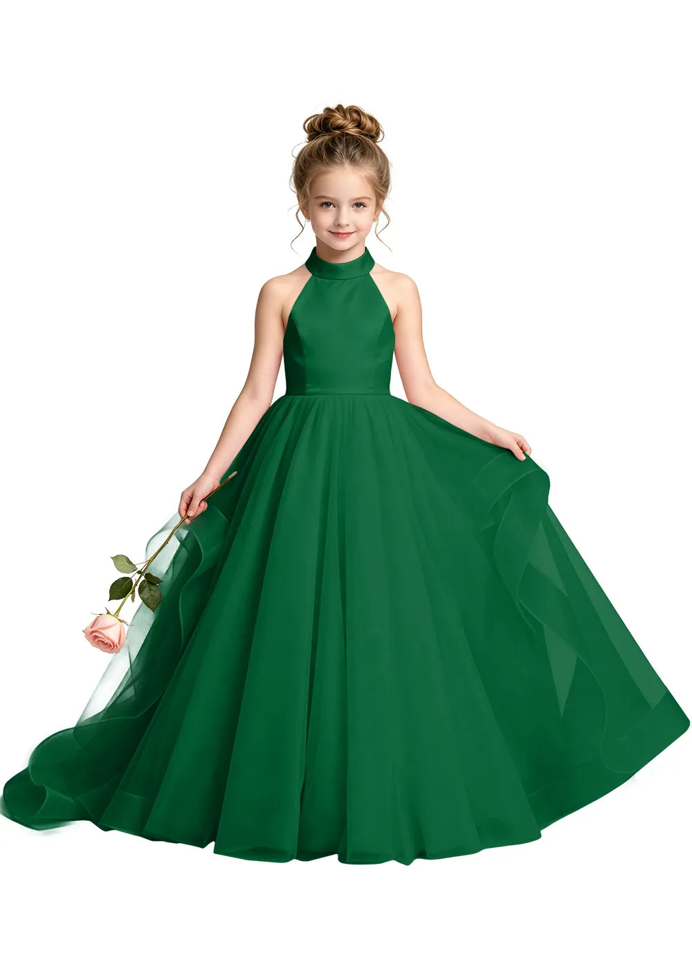 Satin Bodice Tulle Junior Bridesmaid Dress