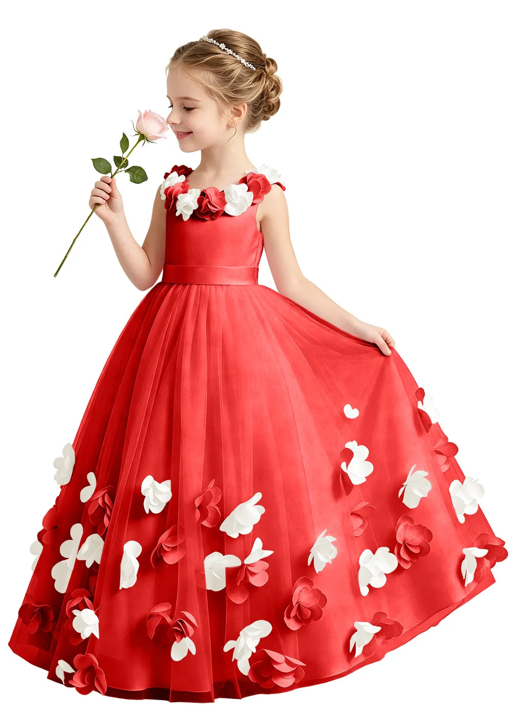 3D Floral Appliqué Tulle Princess Dress