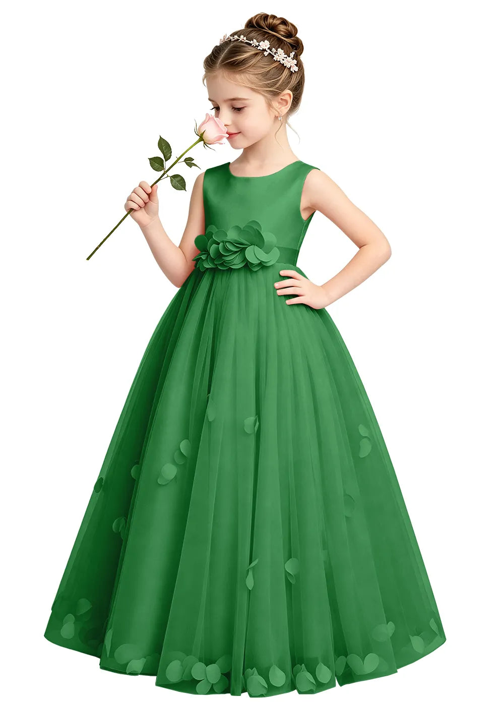 3D Petal Tulle Flower Girl Dress
