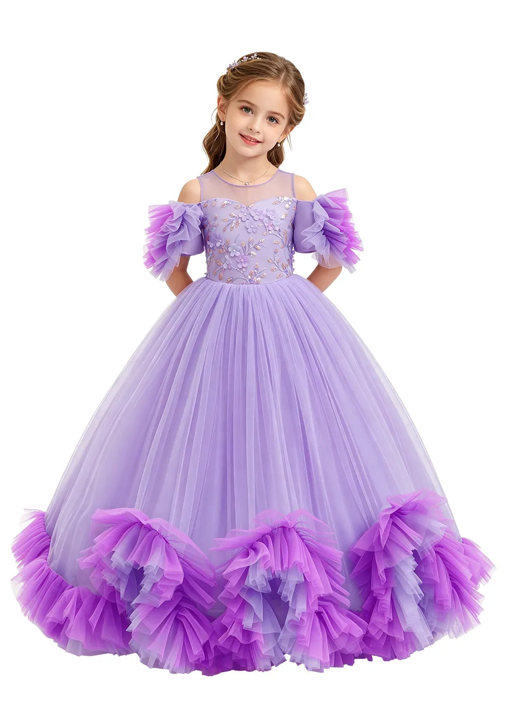 Ruffle Tulle Flower Girl Dress