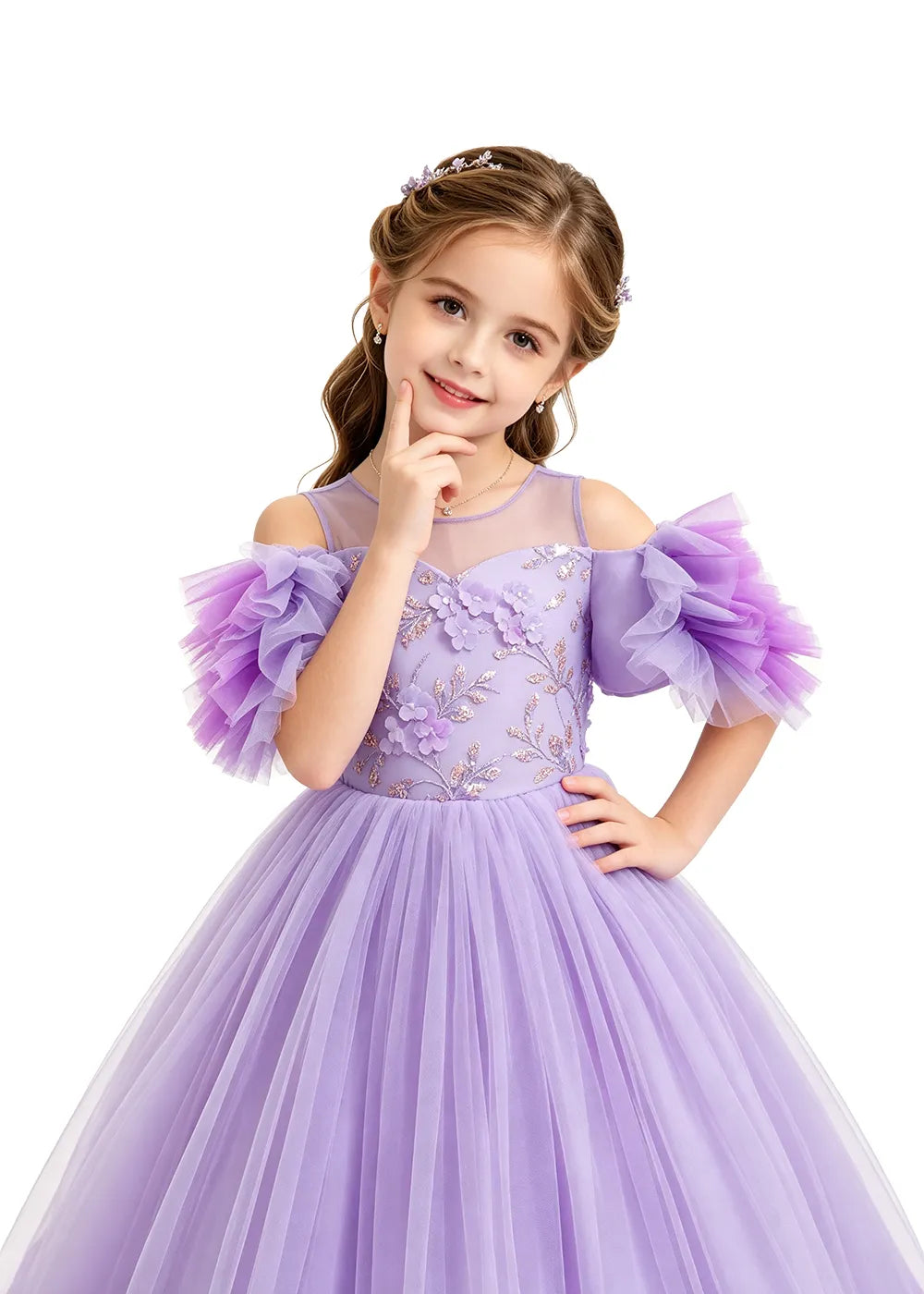 Ruffle Tulle Flower Girl Dress