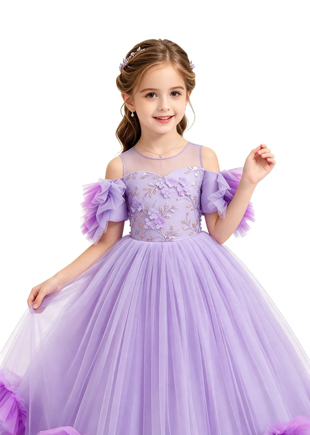 Ruffle Tulle Flower Girl Dress