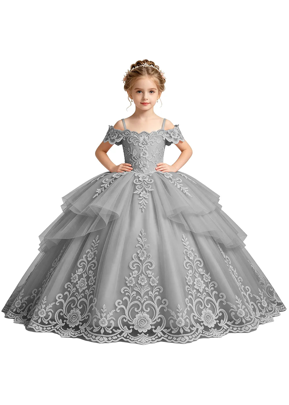 Vestido de princesa sin mangas de encaje
