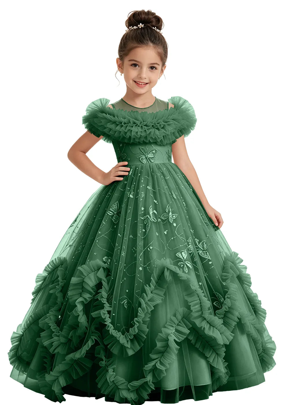 Butterfly Ruffle Tulle Girls Princess Dress