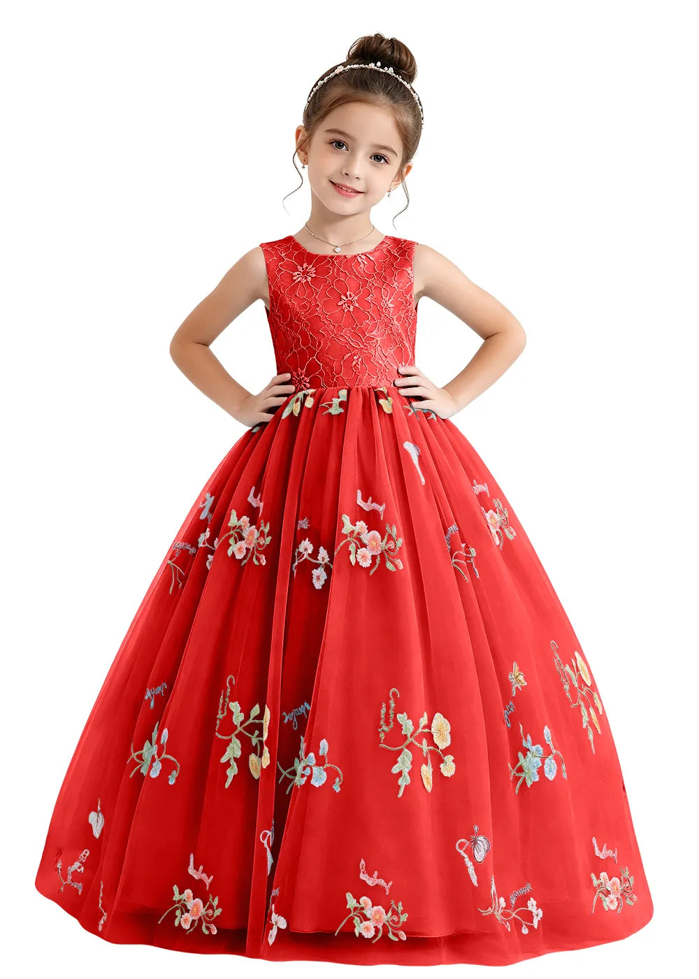 Bow-Back Lace Tulle Girls Princess Dress