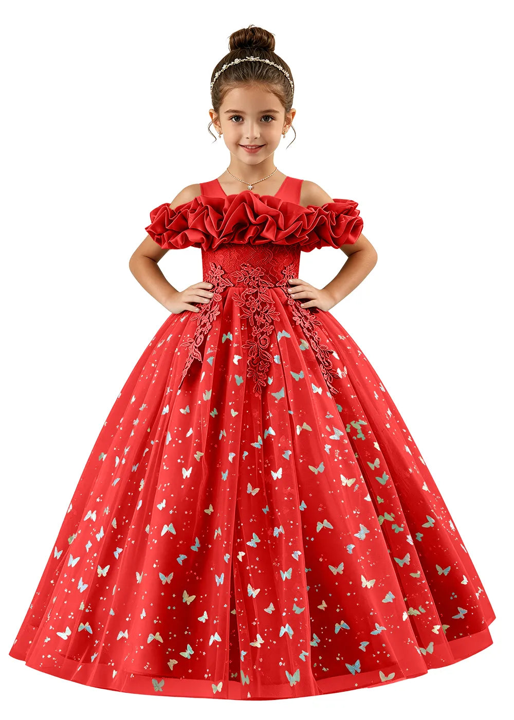 Spitzenkleid mit schulterfreiem Design
