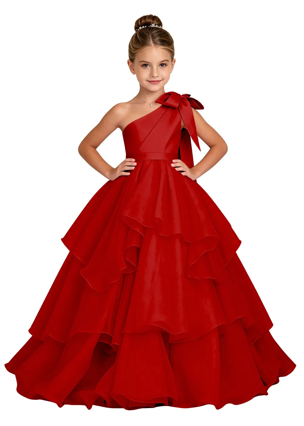 Asymmetric Bow Flower Girl Princess Gown