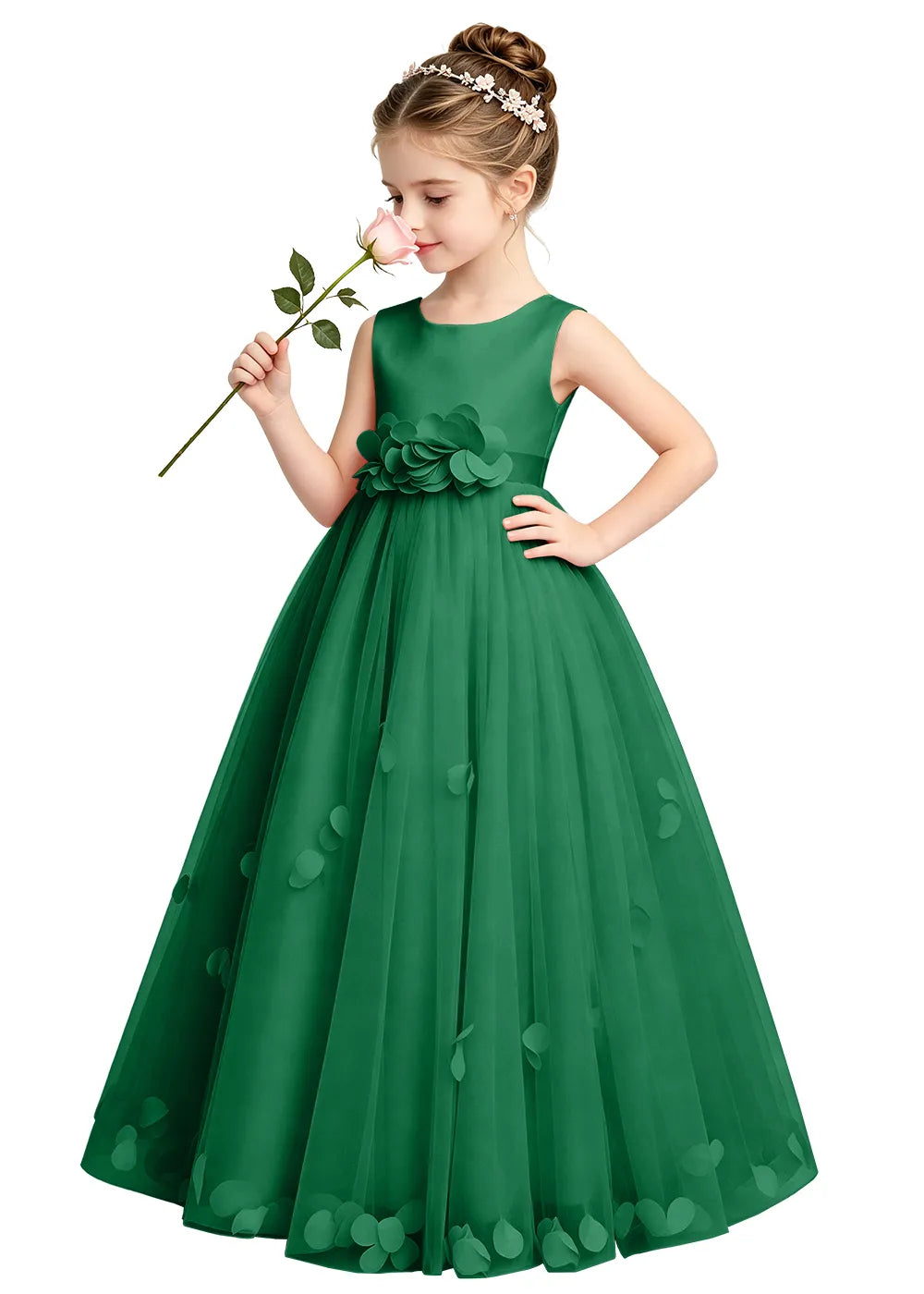 3D Petal Tulle Flower Girl Dress