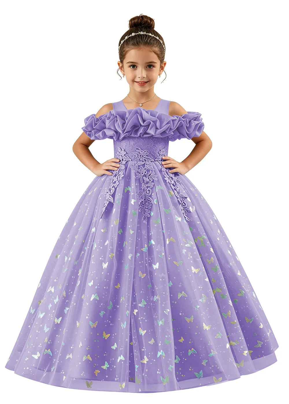 Spitzenkleid mit schulterfreiem Design