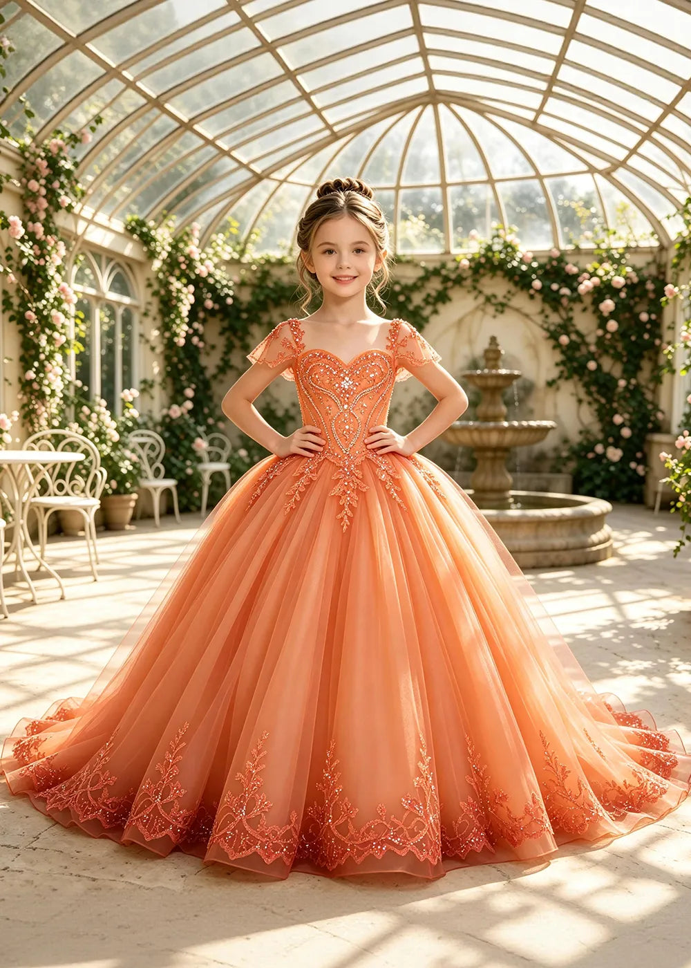 Regal Sequin Lace Princess Pageant Ball Gown