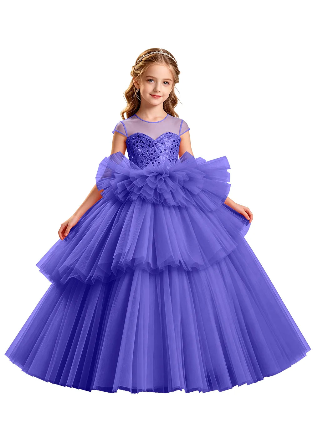 Vestido de princesa sin mangas de encaje