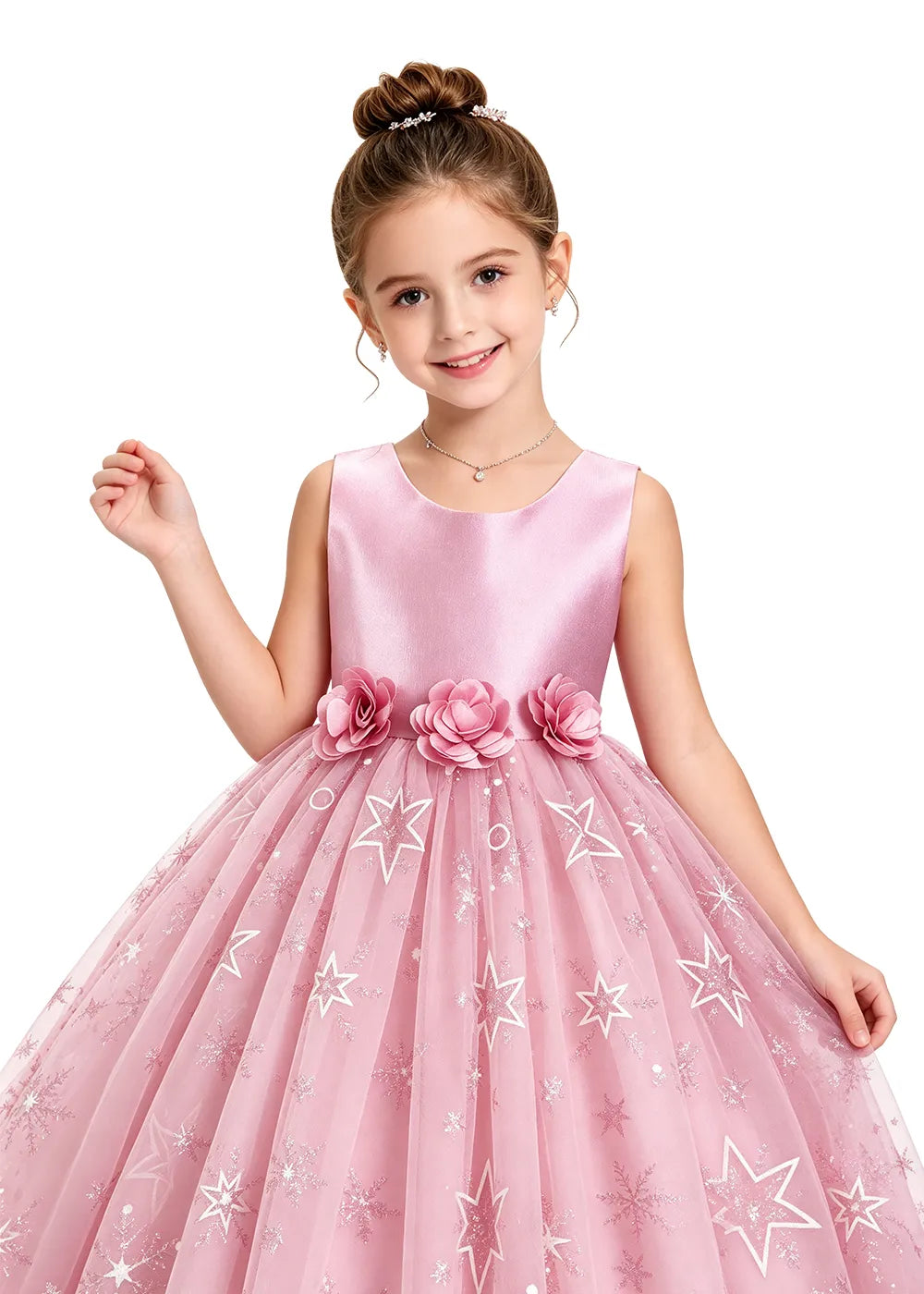 Bow Back Star Glitter Tulle Dress