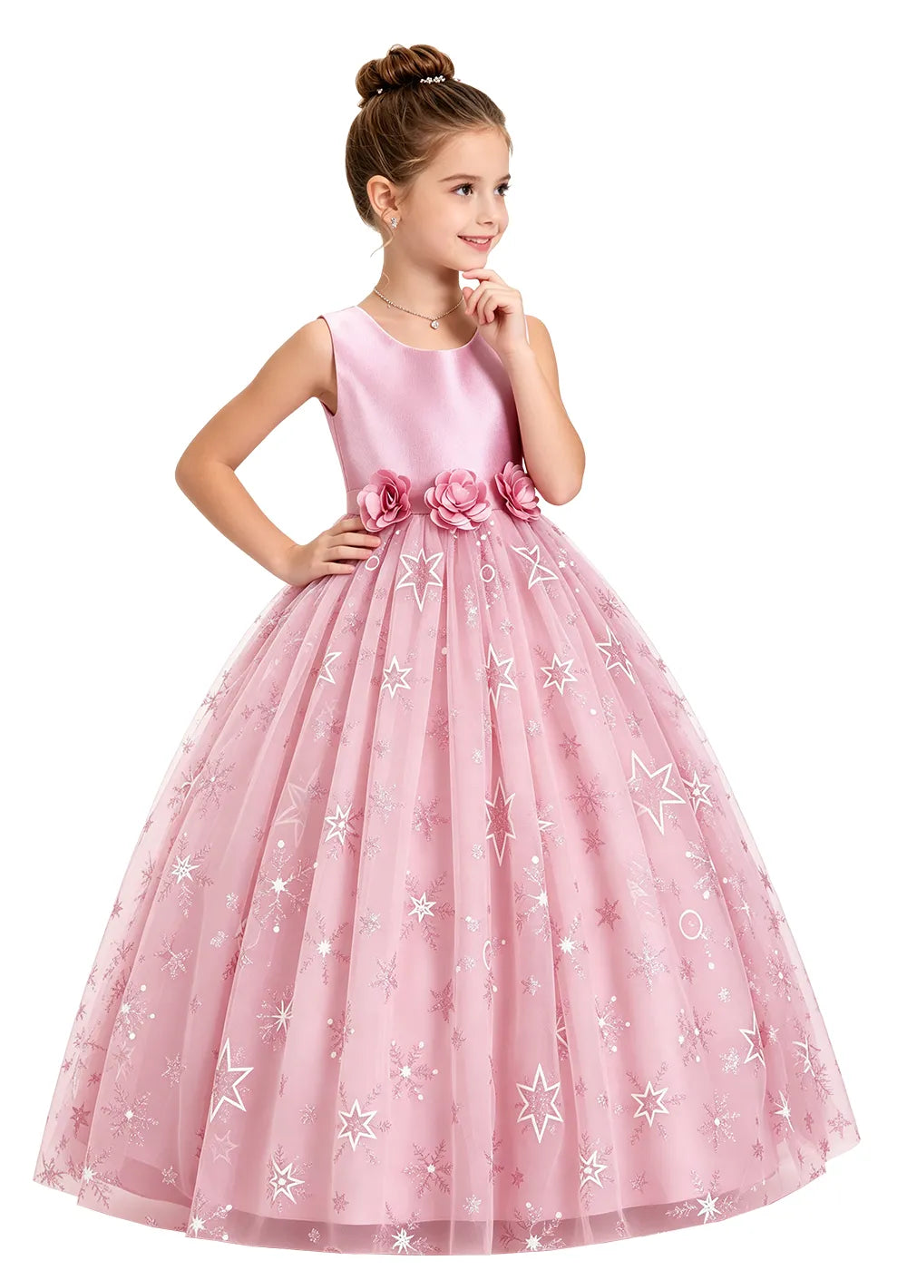 Bow Back Star Glitter Tulle Dress