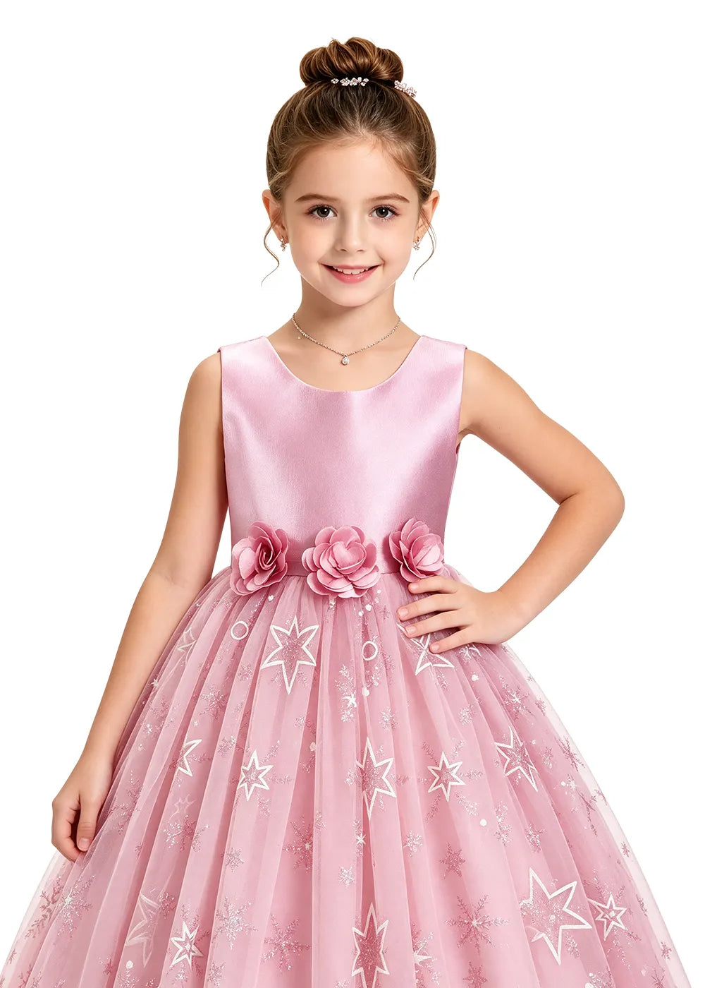 Bow Back Star Glitter Tulle Dress