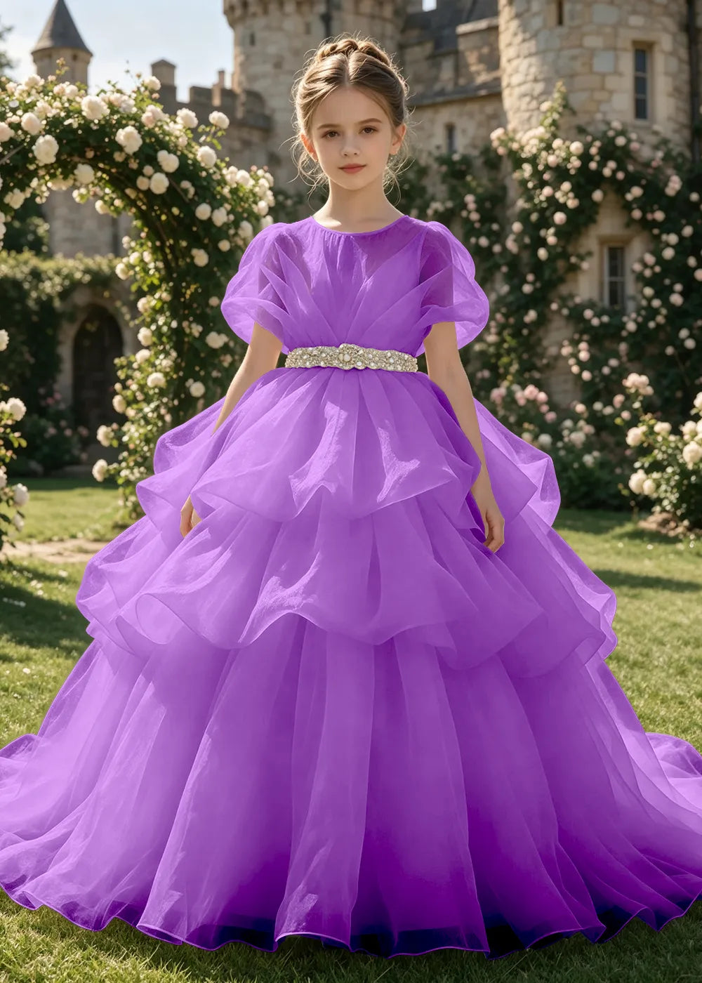 Cascading Organza Junior Bridesmaid Dress for Girls