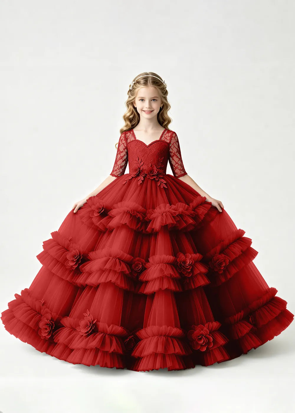 Luxury Tiered Tulle Occasion Dress for Girls