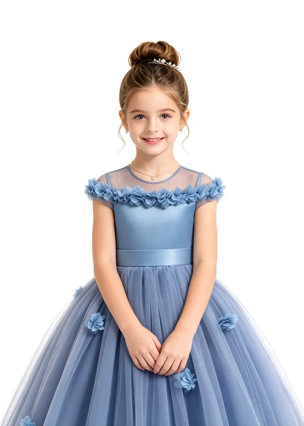 3D Floral Tulle Flower Girl Dress
