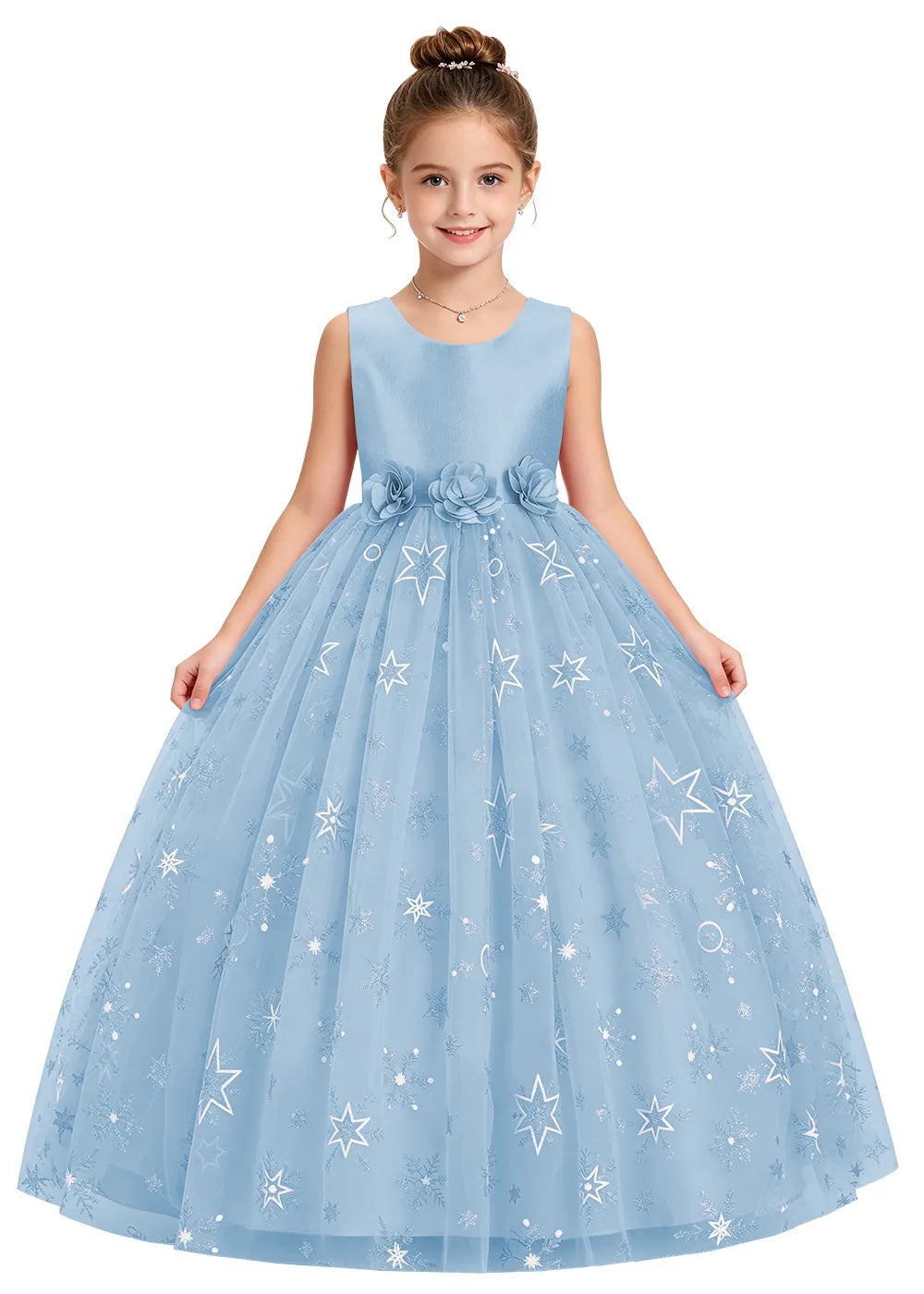 Bow Back Star Glitter Tulle Dress