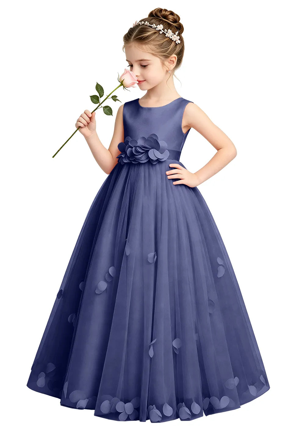 Soft Tulle Petal Girls Formal Dress