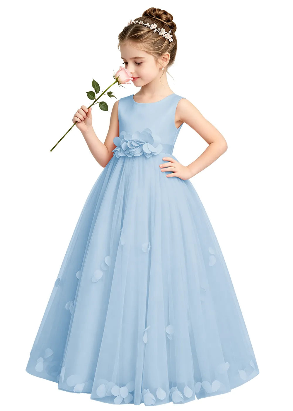 Soft Tulle Petal Girls Formal Dress
